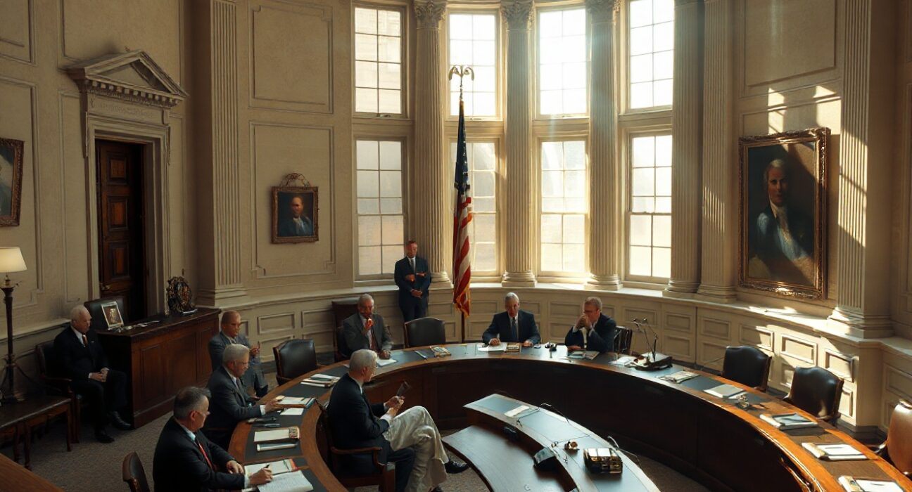 U.S. Senate Banking Committee session in the Capitol building, preparing for a vote on the CLARITY Act.