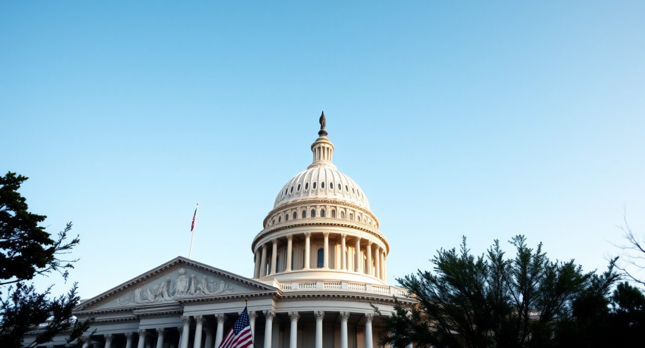 US Capitol building in Washington, D.C., under a clear sky, representing the Senate confirmation of Kevin Warsh to the Federal Reserve Board.