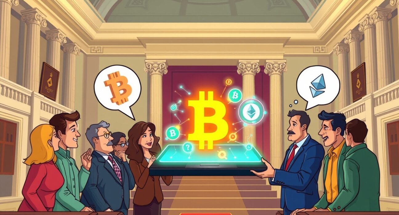 US Senate crypto market structure bill illustration showing digital assets regulation process