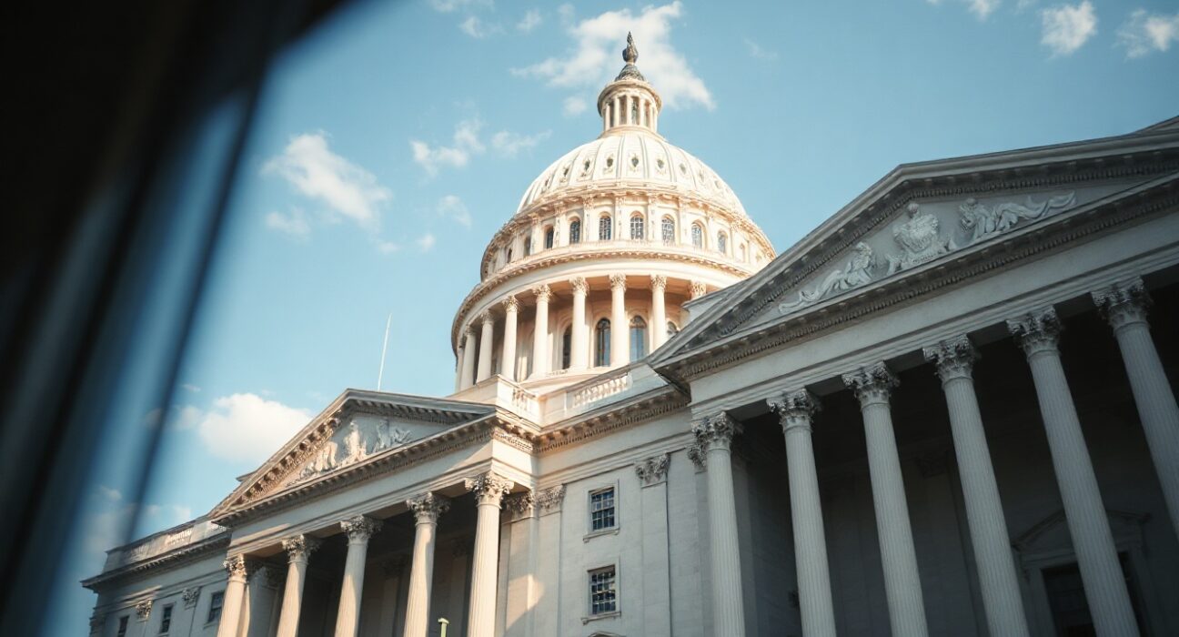 U.S. Capitol building with Senate chamber, symbolizing the hearing request on Trump family crypto ties.