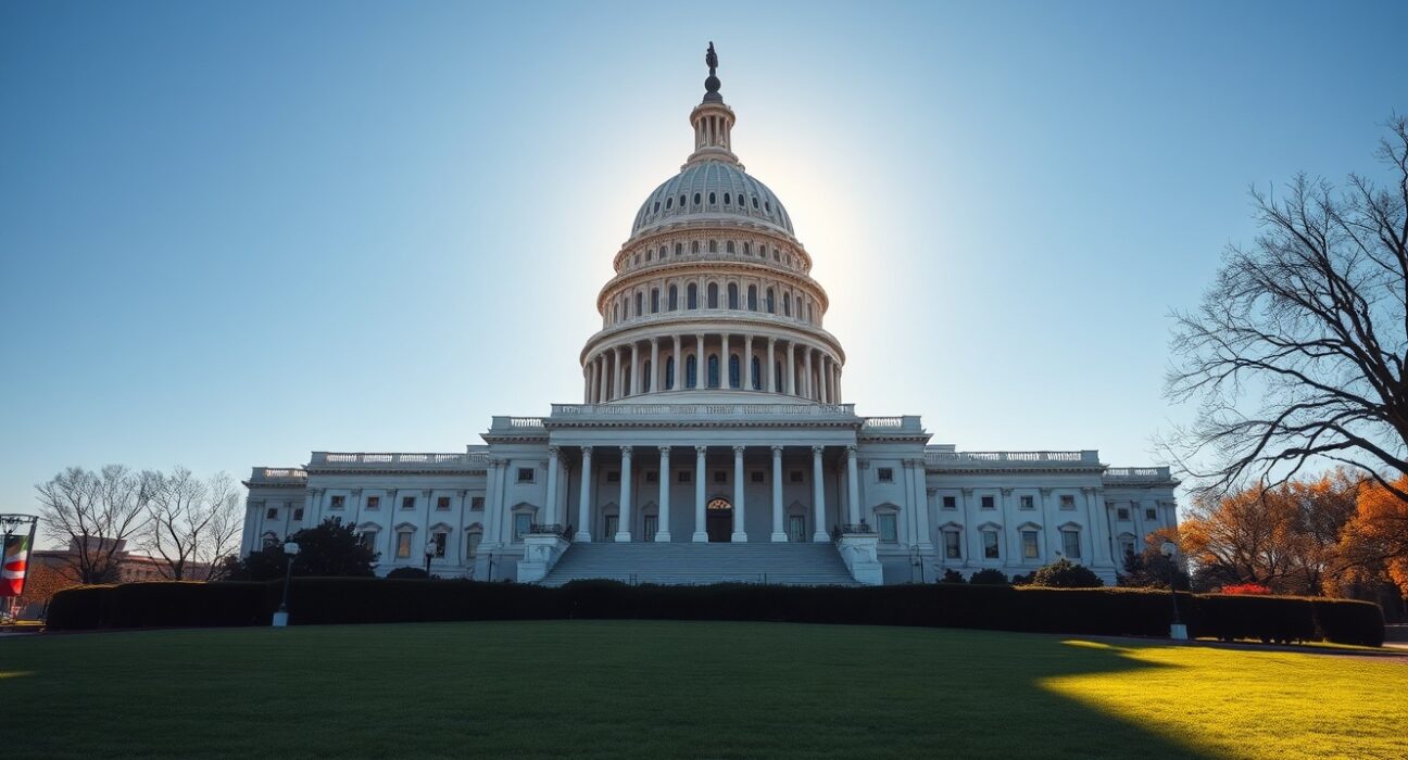 US Capitol building exterior under clear sky, representing Senate legislative action on CBDC ban.