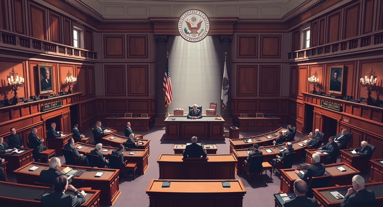 U.S. Senate chamber during unanimous vote on prediction market ban for members, April 2025