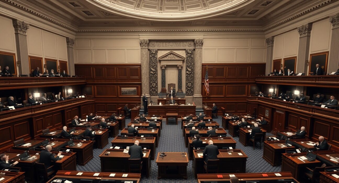 U.S. Senate chamber during a procedural vote on a resolution requiring congressional approval for war with Iran.