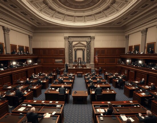 U.S. Senate chamber during a procedural vote on a resolution requiring congressional approval for war with Iran.