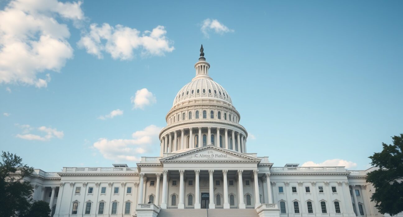 US Capitol building on a clear day, setting for Senate legislative debate on the CLARITY Act.