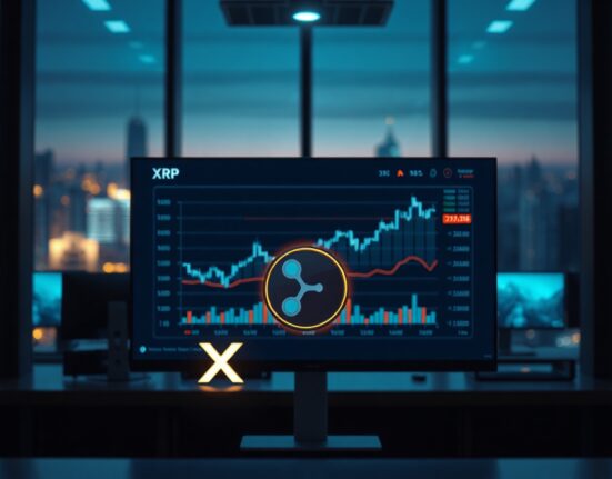 Digital dashboard showing FXRP collateral metrics for RLUSD vault on Ethereum