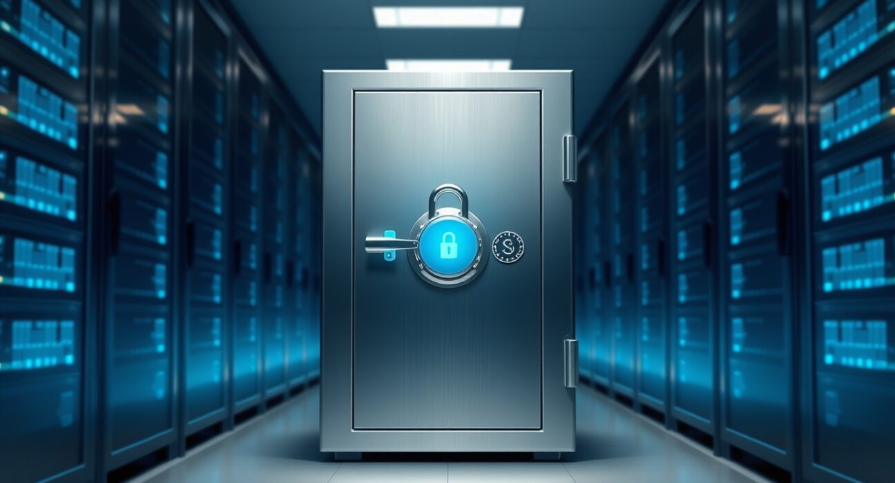 Secure digital vault representing Sentora's protection during the Drift Protocol cryptocurrency hack.