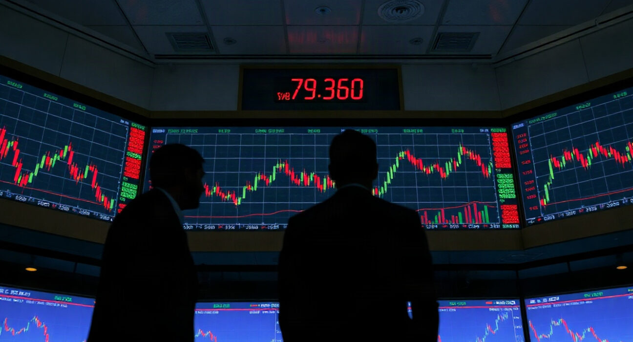 Trading floor with screens showing bond yields and market charts at the start of September