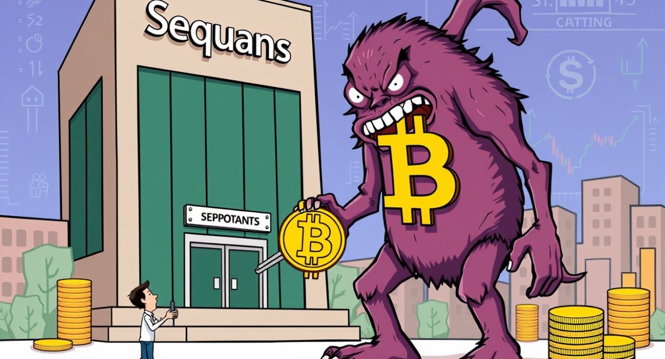 Illustration of Sequans reducing debt with a significant Bitcoin sale, showcasing a strategic financial decision.