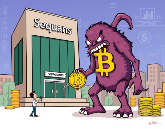Illustration of Sequans reducing debt with a significant Bitcoin sale, showcasing a strategic financial decision.