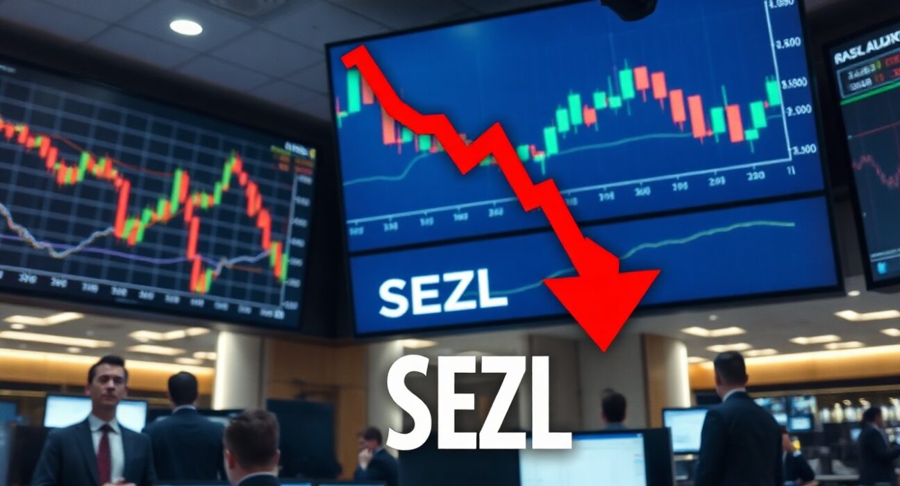 Stock chart showing a downward trend for Sezzle shares after Q2 earnings release
