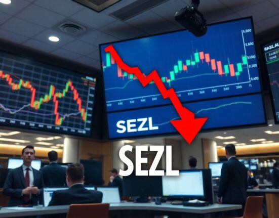 Stock chart showing a downward trend for Sezzle shares after Q2 earnings release
