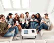 Shapes app interface showing human and AI avatars in a group chat conversation