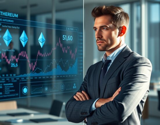 ShapeShift CEO Erik Voorhees analyzing Ethereum investment data in a professional setting.