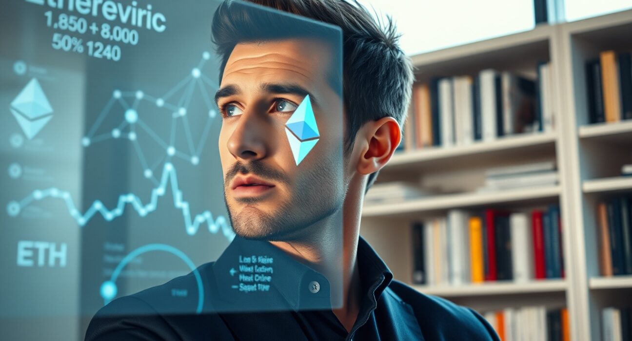 Shapeshift founder Erik Voorhees analyzing Ethereum blockchain data and market charts.