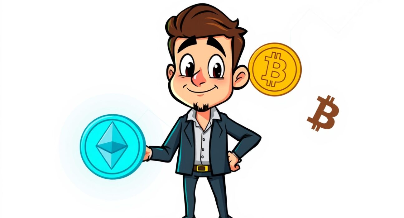 Shapeshift founder sells ETH in a strategic portfolio shift to Bitcoin Cash, illustrated as a trader at a crossroads.