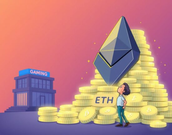 A cartoon illustration depicting SharpLink's significant ETH holdings, symbolizing their strategic crypto investment and staking success.