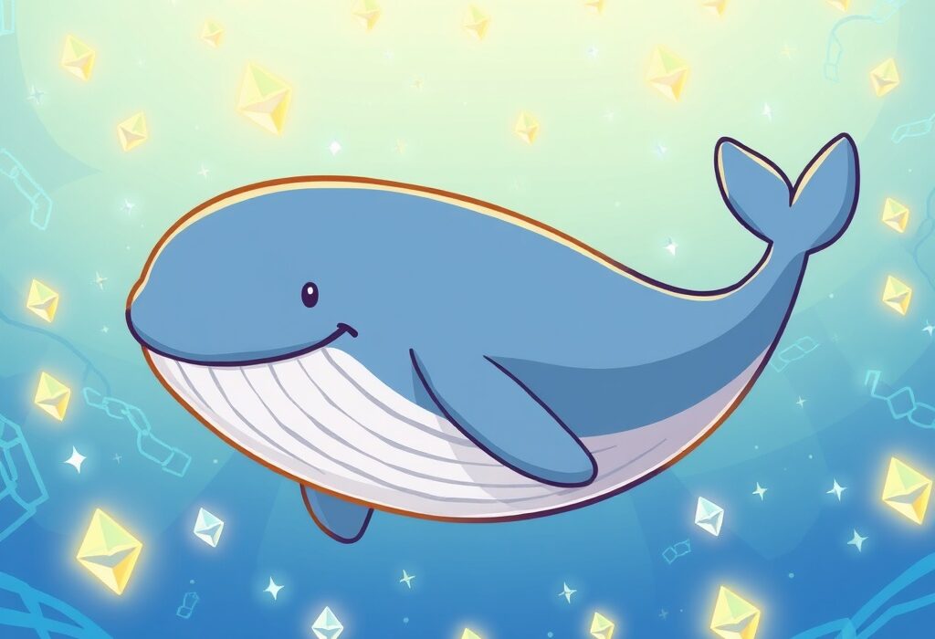 A vibrant cartoon illustration depicting SharpLink ETH holdings growing rapidly, symbolizing a major institutional Ethereum investment.