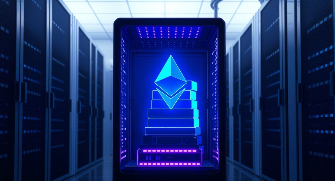 SharpLink's ETH staking rewards milestone represented in secure digital infrastructure