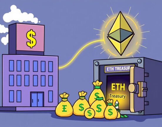 A cartoon image illustrating SharpLink's $200M SharpLink Ethereum Expansion and the growth of its ETH treasury, symbolizing significant institutional crypto investment.