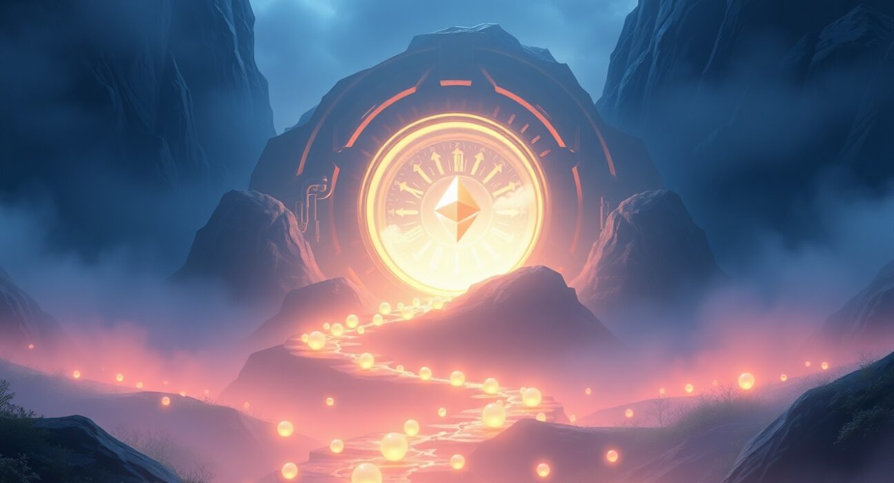 Sharplink's strategic $1.68 billion Ethereum reserve visualized as a secure digital vault.