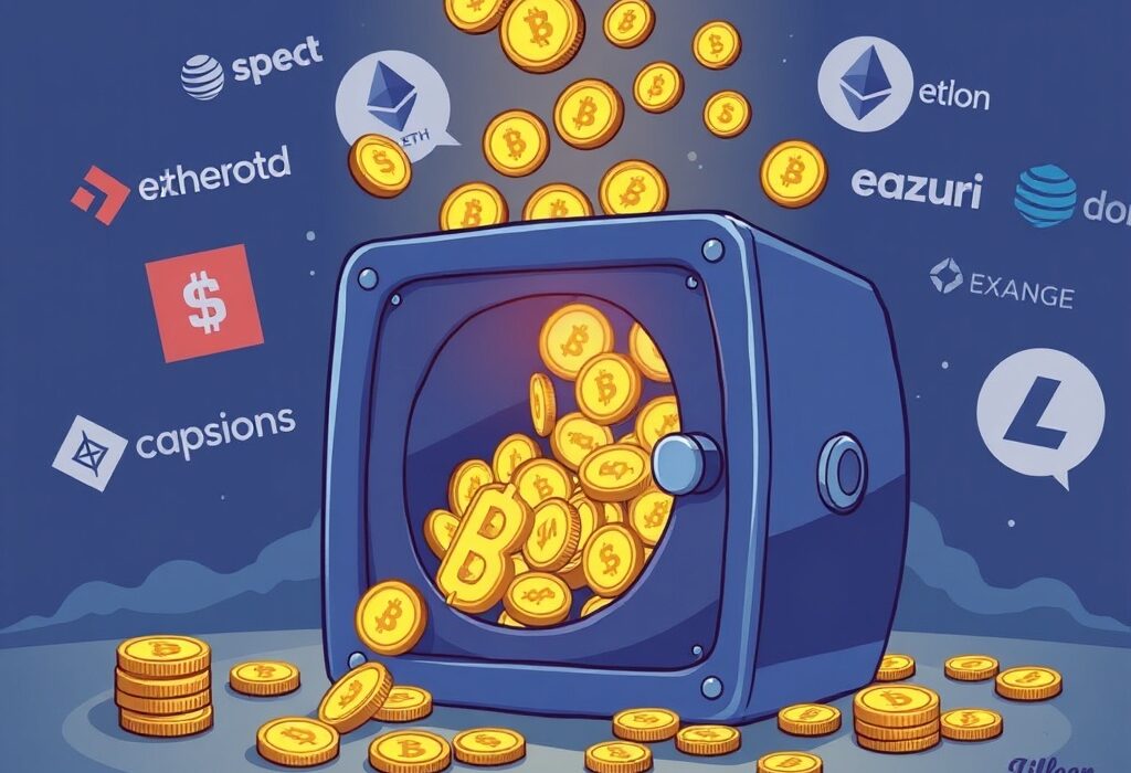 A cartoon illustration symbolizing the significant SharpLink Gaming ETH accumulation and large ETH withdrawals by a crypto whale.