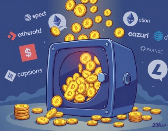 A cartoon illustration symbolizing the significant SharpLink Gaming ETH accumulation and large ETH withdrawals by a crypto whale.