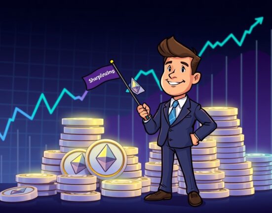 A cartoon illustration symbolizing Sharplink Gaming's strategic ETH purchase and growing Ethereum holdings.