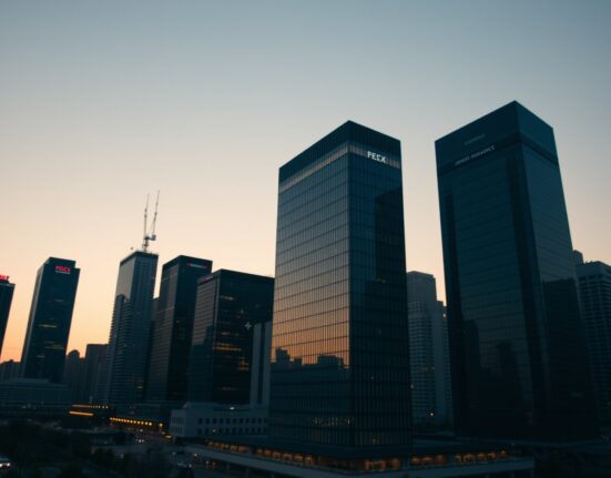 Dubai skyline with a modern financial building, symbolizing the crypto exchange Shelbit's operations and regulatory scrutiny.