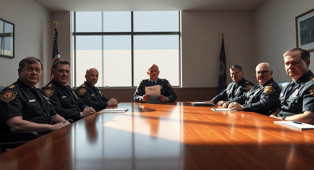 Sheriffs in a meeting discussing the Blockchain Regulatory Clarity Act