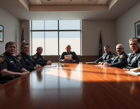 Sheriffs in a meeting discussing the Blockchain Regulatory Clarity Act