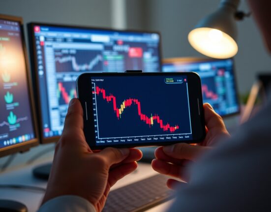 Shiba Inu price chart showing a decline on a trading screen