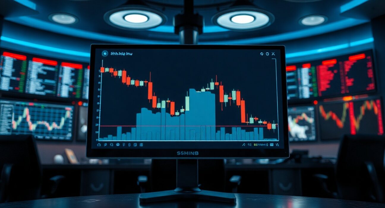 Shiba Inu (SHIB) price chart showing a decline in a trading environment