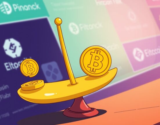 A cartoon scale tipping slightly towards shorts in BTC perpetual futures market analysis.