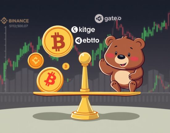 Cartoon illustration showing shorts gaining a slight edge in BTC perpetuals market sentiment