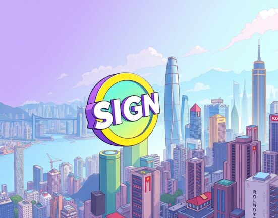 Cartoon illustration showing the successful SIGN Hong Kong expansion, symbolizing growth and new partnerships in a vibrant city.