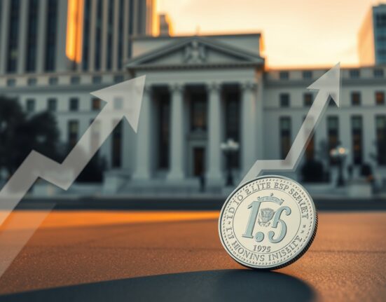Silver bullion coin and Federal Reserve building representing silver price advance ahead of Fed rate decision
