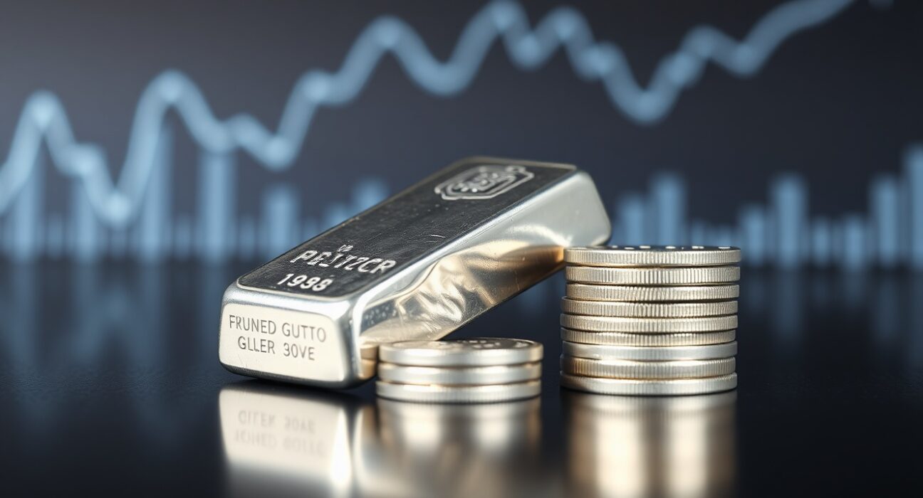 Silver bar and coins representing silver price advances despite restrictive Fed stance and inflation risks