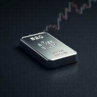 Silver price analysis showing a silver bullion bar representing current market volatility and technical levels.