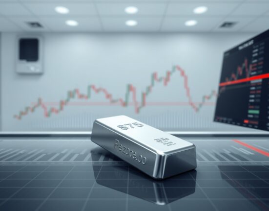 Silver price analysis chart showing advances stalling at technical confluence near $75 resistance level