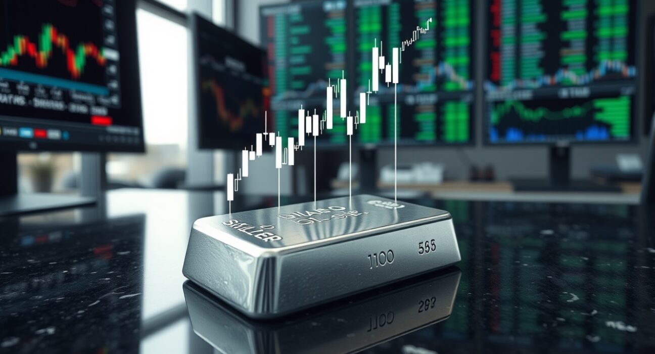 Silver price analysis showing a silver bar with a doji candlestick chart overlay, indicating market indecision at $80.