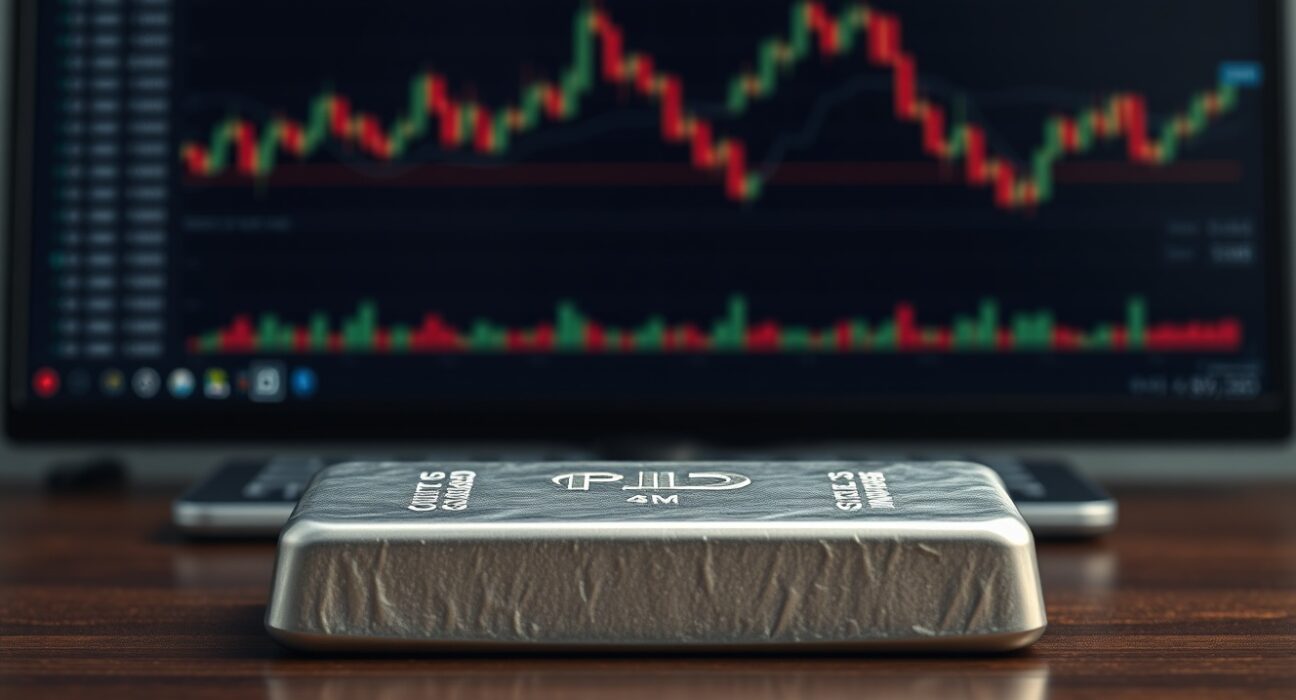 Silver bullion bar representing price volatility amid Federal Reserve decisions and geopolitical uncertainty