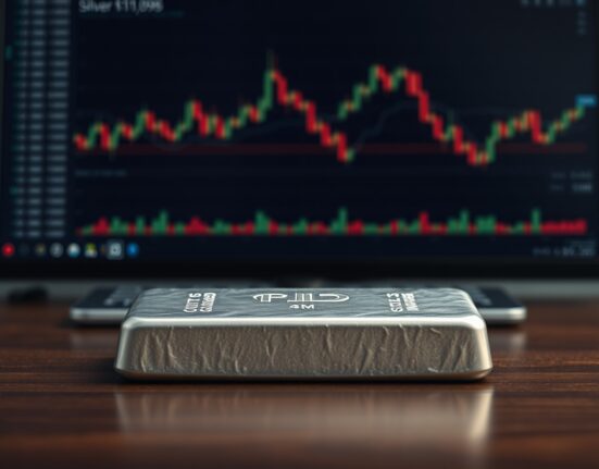 Silver bullion bar representing price volatility amid Federal Reserve decisions and geopolitical uncertainty