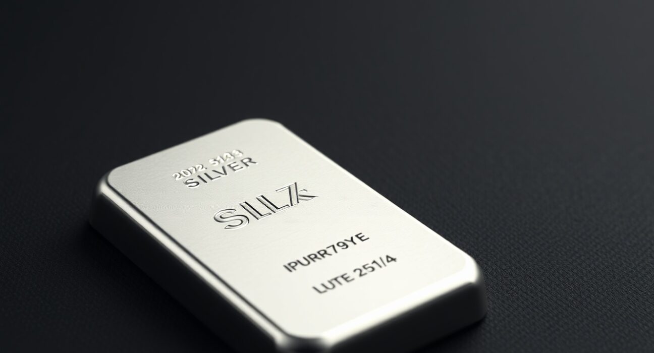 Silver bullion bar with chart background representing the current silver price forecast and market analysis.