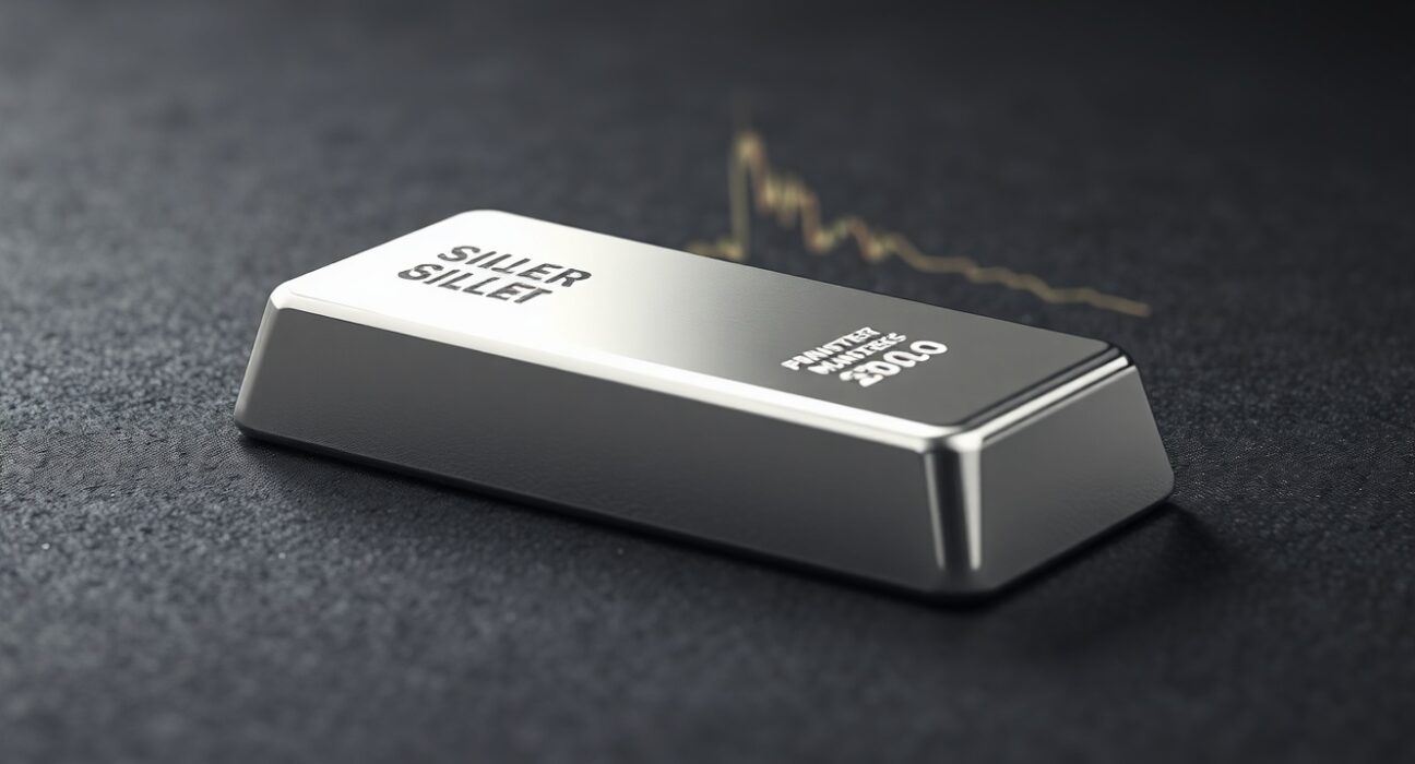 Silver price analysis showing a silver bullion bar representing XAG/USD market resistance.