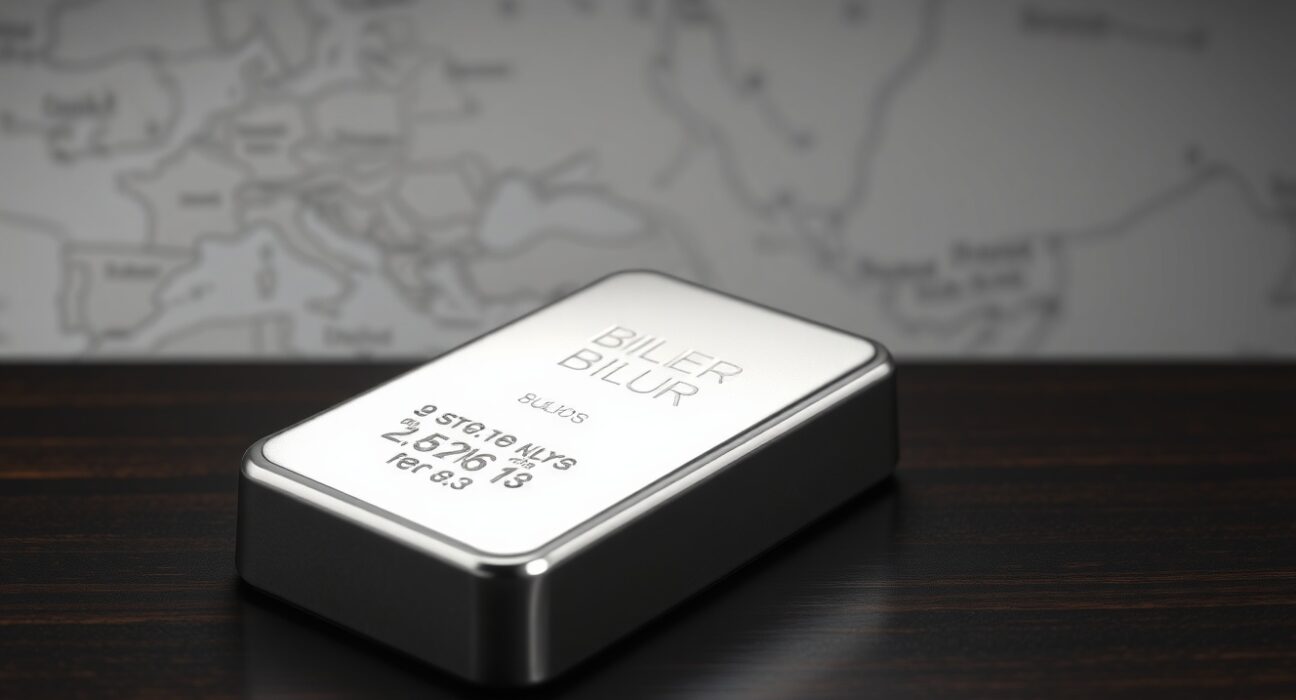 Silver price forecast analysis with bullion representing XAG/USD market stability amid geopolitical tensions
