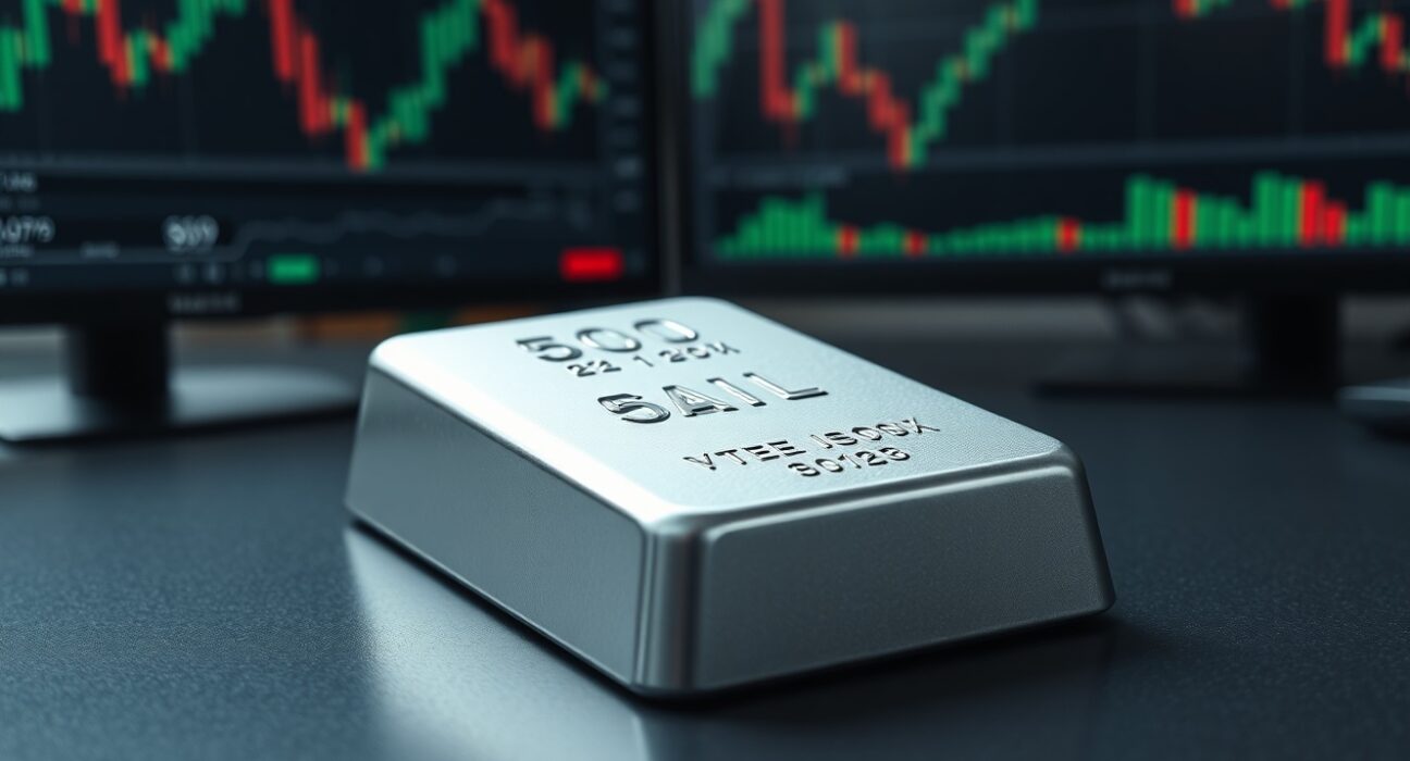Silver price forecast analysis with a silver bullion bar representing XAG/USD market movements.