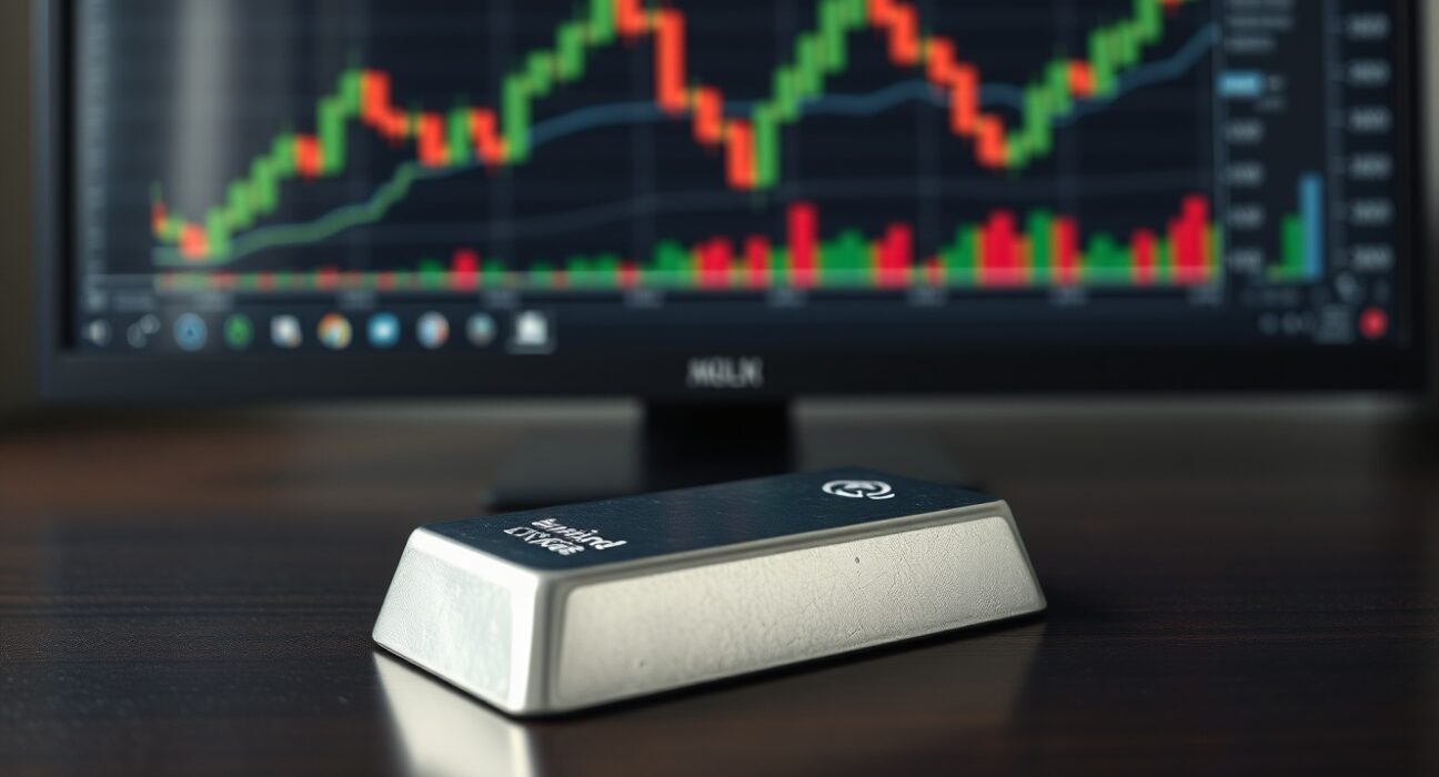 Silver price forecast analysis with silver bullion bar representing XAG/USD market movement