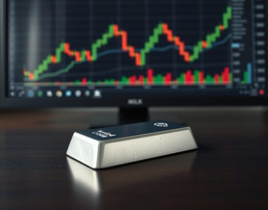 Silver price forecast analysis with silver bullion bar representing XAG/USD market movement