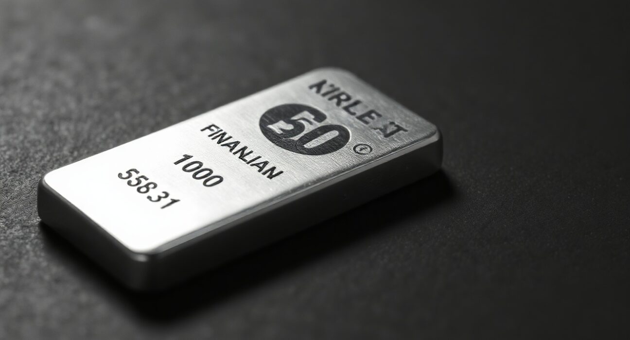 Silver bar on dark surface with soft lighting representing precious metals market analysis